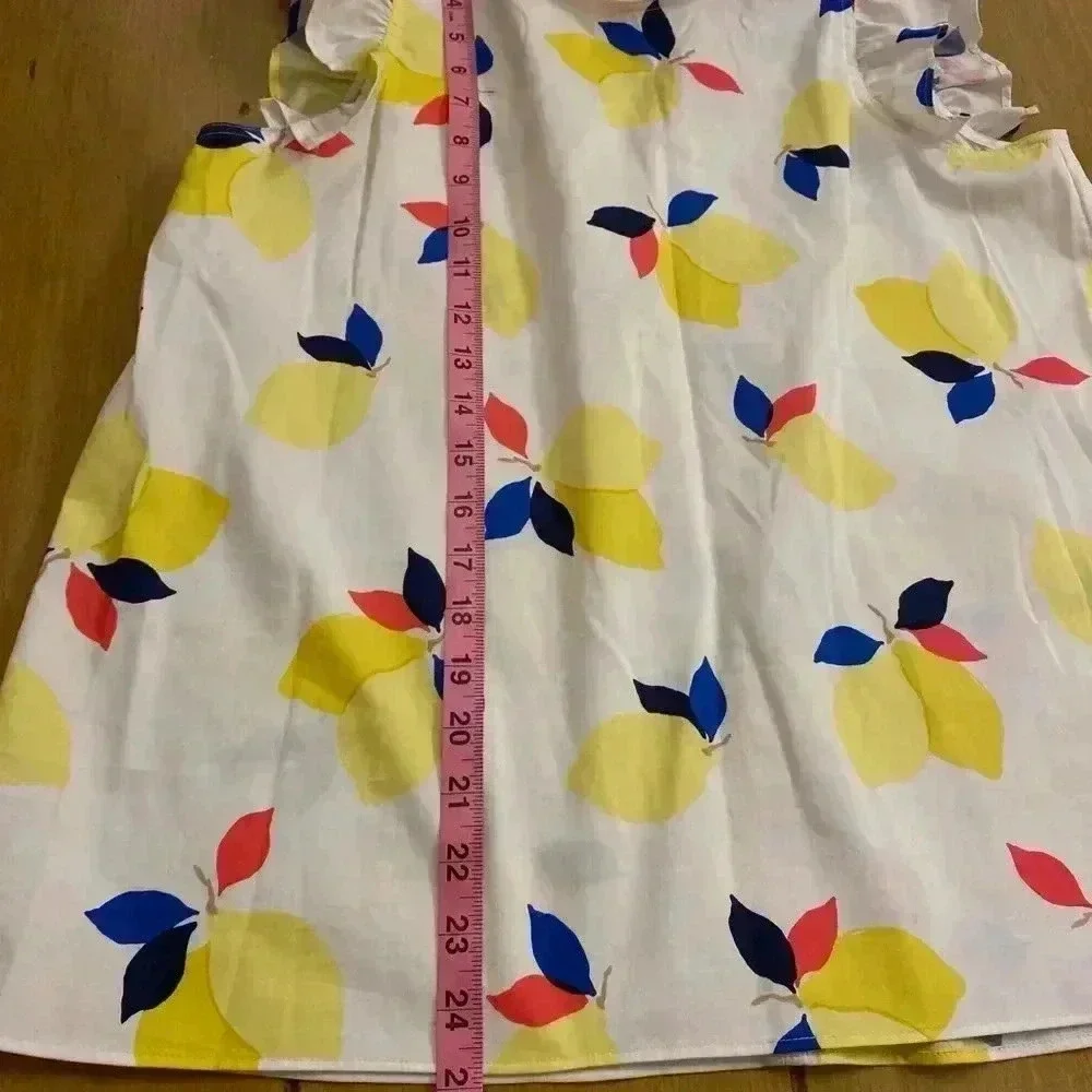 Kate Spade Women's Sleeveless Lemon Ruffled Sleeveless Oversized Summer Top S-M